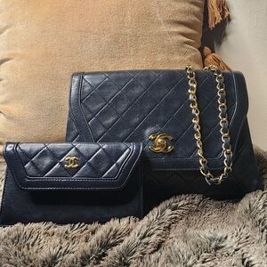 CHANEL TRAPEZOID WITH MATCHING WALLET FLAP BAG